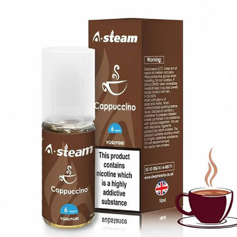 A-Steam 10ml E-Liquid - Pack of 10 - Eliquid Base-Cappucino