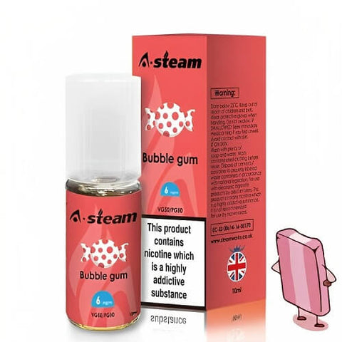 A-Steam 10ml E-Liquid - Pack of 10 - Eliquid Base-Bubblegum