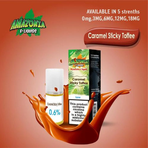 Amazonia 10ml E-Liquid 50/50 | All Flavours - Pack of 10 - Eliquid Base-Caramel Sticky Toffee