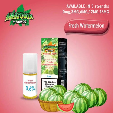 Amazonia 10ml E-Liquid 50/50 | All Flavours - Pack of 10 - Eliquid Base-Fresh Watermelon