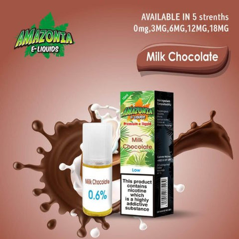 Amazonia 10ml E-Liquid 50/50 | All Flavours - Pack of 10 - Eliquid Base-Milk Chocolate