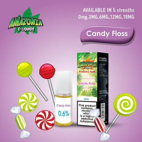 Amazonia 10ml E-Liquid 50/50 | All Flavours - Pack of 10 - Eliquid Base-Candy Floss