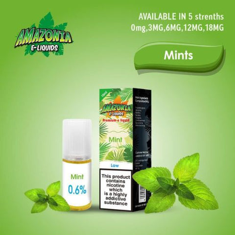 Amazonia 10ml E-Liquid 50/50 | All Flavours - Pack of 10 - Eliquid Base-Mint
