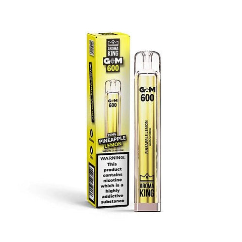 Aroma King Gem 600 Disposable Device - 20MG - Eliquid Base-Pineapple Lemon
