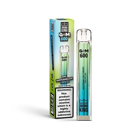 Aroma King Gem 600 Disposable Vape Pod Device - 20MG PACK OF 10 - Eliquid Base-Aloe Cucumber