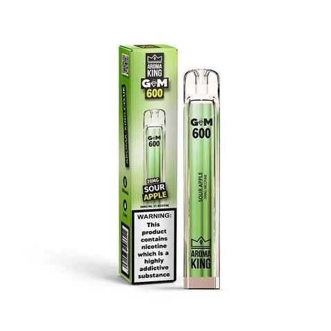 Aroma King Gem 600 Disposable Vape Pod Device - 20MG PACK OF 10 - Eliquid Base-Aloe Cucumber