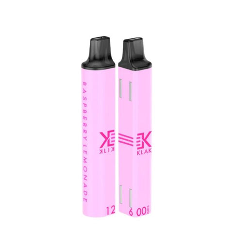 Box of 10 Element Klik Klak 600 Disposable Vape Pod Device - 20MG - Eliquid Base-Raspberry Lemonade