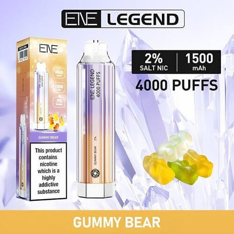Box of 10 Ene Legend 4000 Disposable Vape Pod Device - Eliquid Base-Gummy Bear