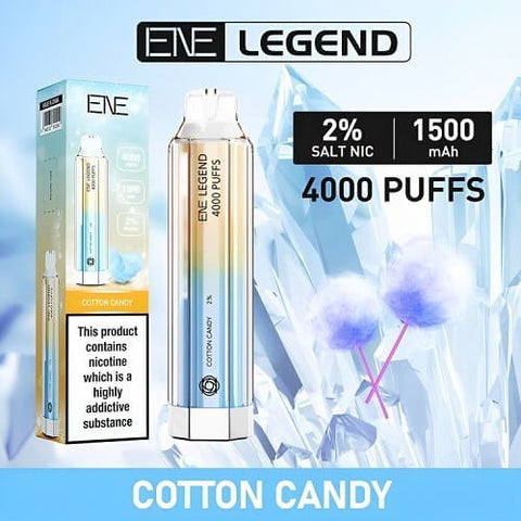 Box of 10 Ene Legend 4000 Disposable Vape Pod Device - Eliquid Base-Cotton Candy