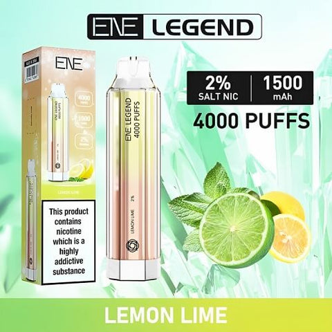Box of 10 Ene Legend 4000 Disposable Vape Pod Device - Eliquid Base-Lemon Lime
