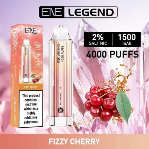 Box of 10 Ene Legend 4000 Disposable Vape Pod Device - Eliquid Base-Fizzy Cherry
