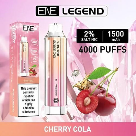 Box of 10 Ene Legend 4000 Disposable Vape Pod Device - Eliquid Base-Cherry Cola