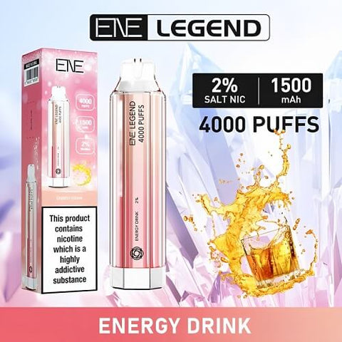Box of 10 Ene Legend 4000 Disposable Vape Pod Device - Eliquid Base-Energy Drink