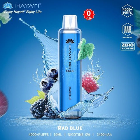 Box Of 10 Hayati Pro Max 4000+ Disposable - 0MG - Eliquid Base-Mad Blue