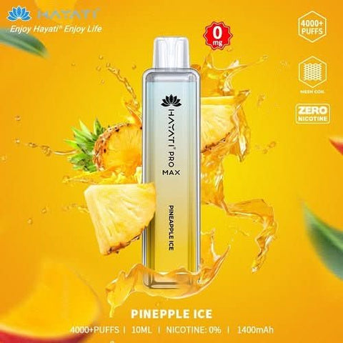 Box Of 10 Hayati Pro Max 4000+ Disposable - 0MG - Eliquid Base-Pineapple Ice