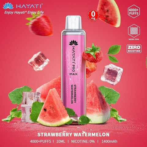 Box Of 10 Hayati Pro Max 4000+ Disposable - 0MG - Eliquid Base-Strawberry Watermelon