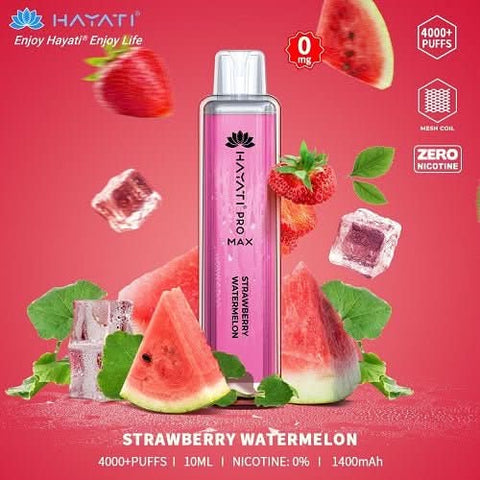 Box Of 10 Hayati Pro Max 4000+ Disposable - 0MG - Eliquid Base-Strawberry Watermelon