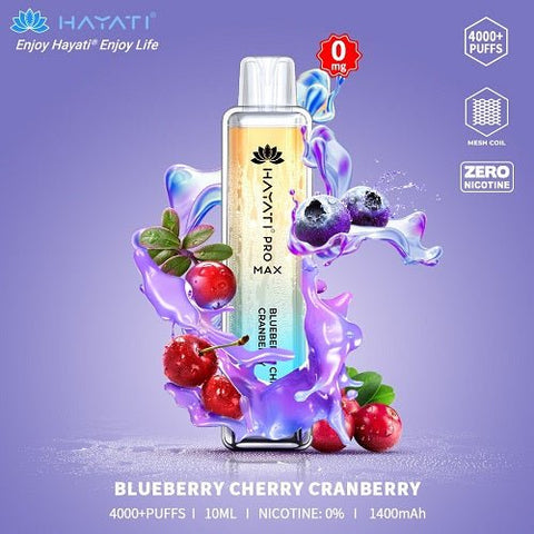 Box Of 10 Hayati Pro Max 4000+ Disposable - 0MG - Eliquid Base-Blueberry Cherry Cranberry