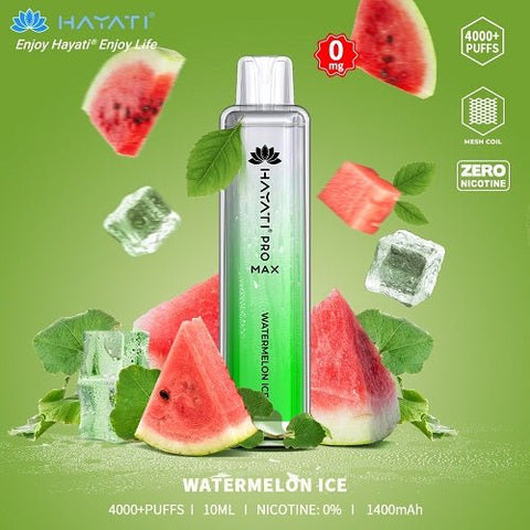 Box Of 10 Hayati Pro Max 4000+ Disposable - 0MG - Eliquid Base-Watermelon Ice