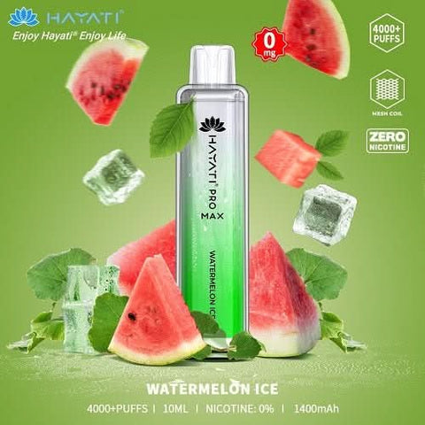 Box Of 10 Hayati Pro Max 4000+ Disposable - 0MG - Eliquid Base-Watermelon Ice