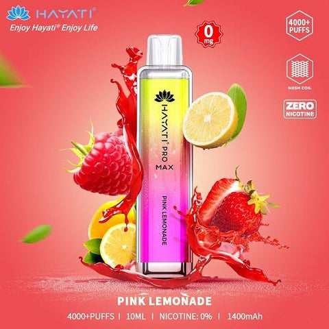 Box Of 10 Hayati Pro Max 4000+ Disposable - 0MG - Eliquid Base-Pink Lemonade