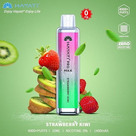 Box Of 10 Hayati Pro Max 4000+ Disposable - 0MG - Eliquid Base-Strawberry Kiwi