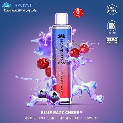 Box Of 10 Hayati Pro Max 4000+ Disposable - 0MG - Eliquid Base-Blue Razz Cherry