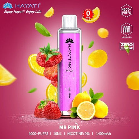 Box Of 10 Hayati Pro Max 4000+ Disposable - 0MG - Eliquid Base-Mr Pink