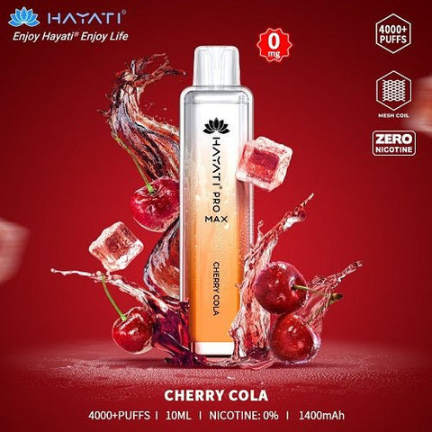 Box Of 10 Hayati Pro Max 4000+ Disposable - 0MG - Eliquid Base-Cherry Cola