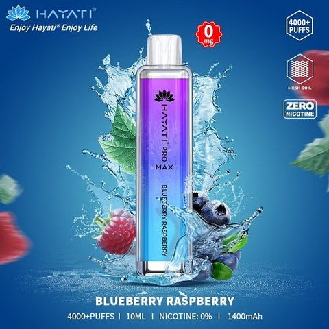 Box Of 10 Hayati Pro Max 4000+ Disposable - 0MG - Eliquid Base-Blueberry Raspberry