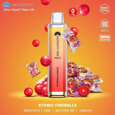Box Of 10 Hayati Pro Max 4000+ Disposable - 0MG - Eliquid Base-Atomic Fireballs
