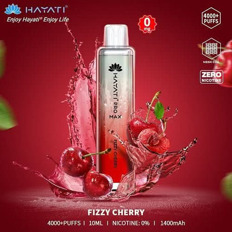 Box Of 10 Hayati Pro Max 4000+ Disposable - 0MG - Eliquid Base-Fizzy Cherry