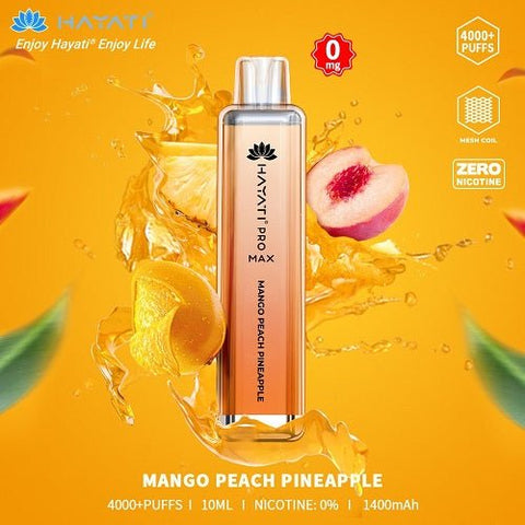 Box Of 10 Hayati Pro Max 4000+ Disposable - 0MG - Eliquid Base-Mango Peach PIneapple