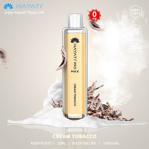 Box Of 10 Hayati Pro Max 4000+ Disposable - 0MG - Eliquid Base-Cream Tobacco