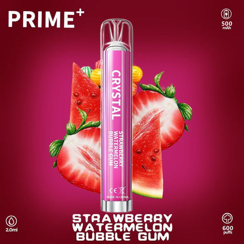 Crystal Prime + 600 Disposable Vape - Eliquid Base-Strawberry Watermelon Bubblegum