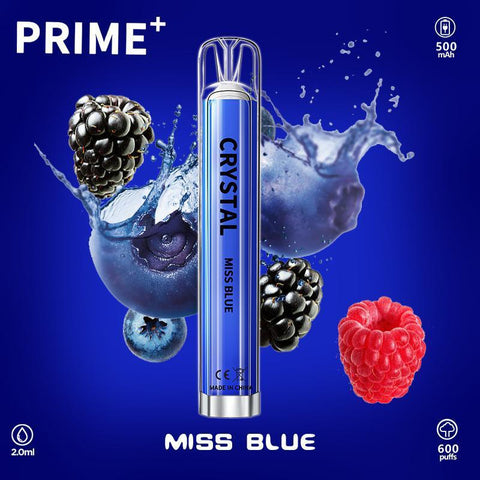 Crystal Prime + 600 Disposable Vape - Eliquid Base-Miss Blue