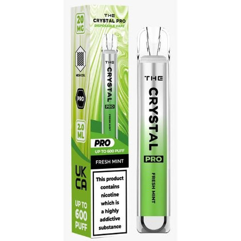 Crystal Pro Bar 600 Disposable Vape Pod - 20MG - Eliquid Base-Fresh Mint