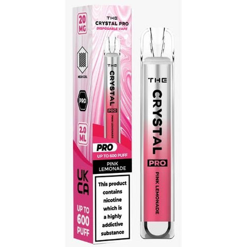 Crystal Pro Bar 600 Disposable Vape Pod - 20MG - Eliquid Base-Pink Lemonade