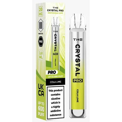 Crystal Pro Bar 600 Disposable Vape Pod - 20MG - Eliquid Base-Cola and Lime