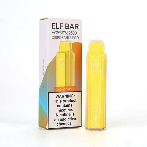 Elf Bar Crystal 2500 Disposable Vape Pod Device - 20MG - Eliquid Base-Mango Ice