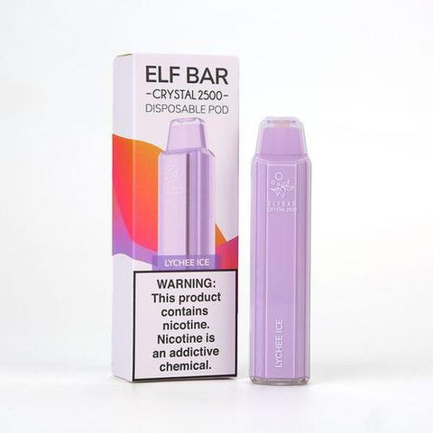 Elf Bar Crystal 2500 Disposable Vape Pod Device - 20MG - Eliquid Base-Lychee Ice