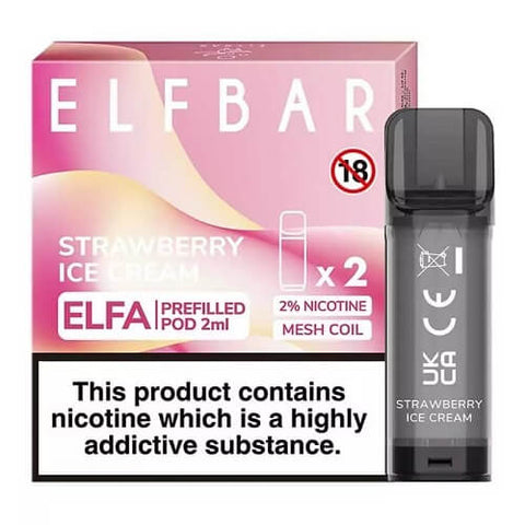Elf Bar Elfa Pre-Filled Pod - Eliquid Base-Strawberry Ice Cream