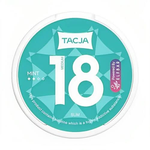 Tacja Nicopod Mint in a round can, offering a crisp and refreshing mint flavour with strong nicotine in a discreet, tobacco-free pouch.