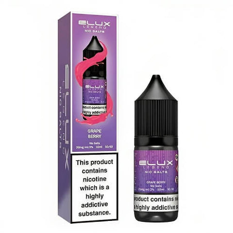 Elux Legend 10ml Nic Salt - Pack of 10 - Eliquid Base-Grape Berry