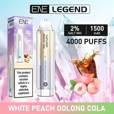 Ene Legend 4000 Disposable Vape Pod Device - 20MG - Eliquid Base-White Peach Oolong Cola