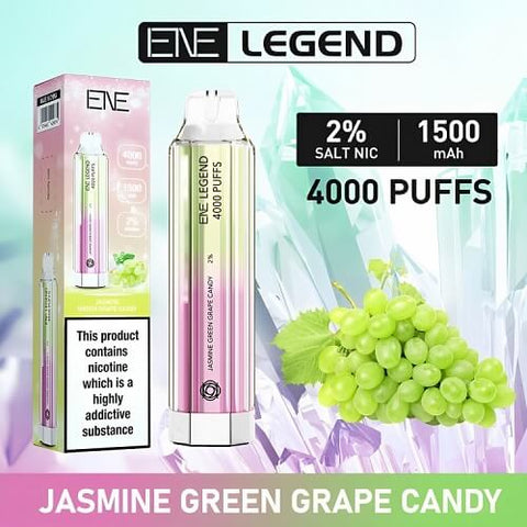 Ene Legend 4000 Disposable Vape Pod Device - 20MG - Eliquid Base-Jasmine Green Grape Candy
