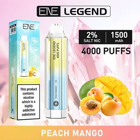 Ene Legend 4000 Disposable Vape Pod Device - 20MG - Eliquid Base-Peach Mango