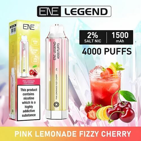 Ene Legend 4000 Disposable Vape Pod Device - 20MG - Eliquid Base-Pink Lemonade Fizzy Cherry
