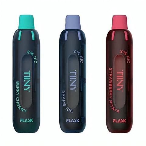 Flask Tiiny 600 Puffs Disposable Vape Pod Device - Pack of 10 - Eliquid Base-Caramel Popcorn