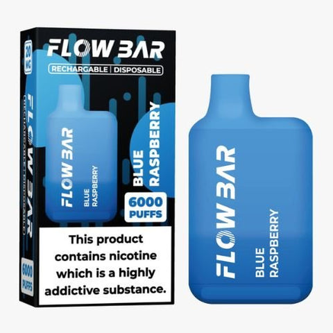 Flow Bar 6000 Disposable Pod Device - 20MG - Eliquid Base-Blue Raspberry